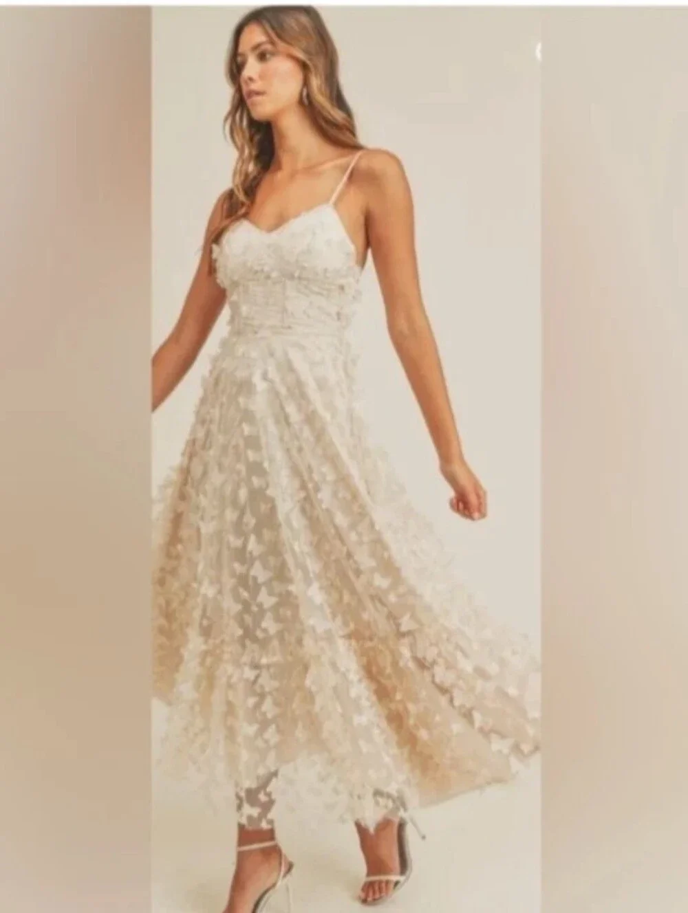Thirty-Thirty Butterfly Tulle Ivory Dress Size Small